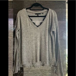 Heather gray with lace blouse